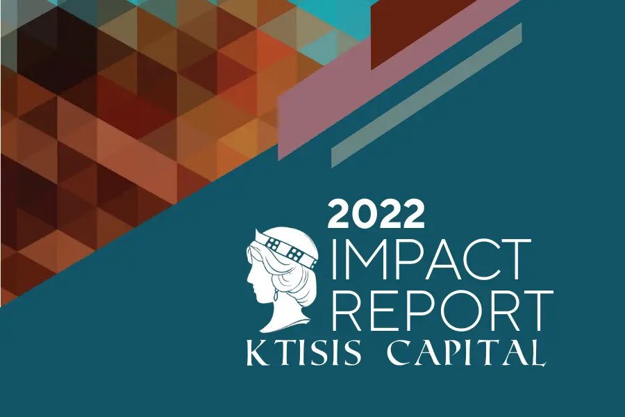 2022 Impact Report cover for Ktisis Capital, featuring geometric and classical design elements.